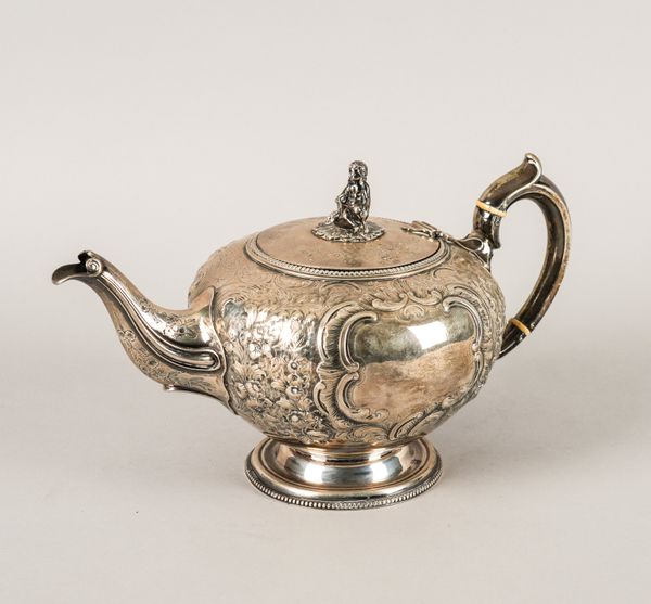 A VICTORIAN SILVER TEAPOT