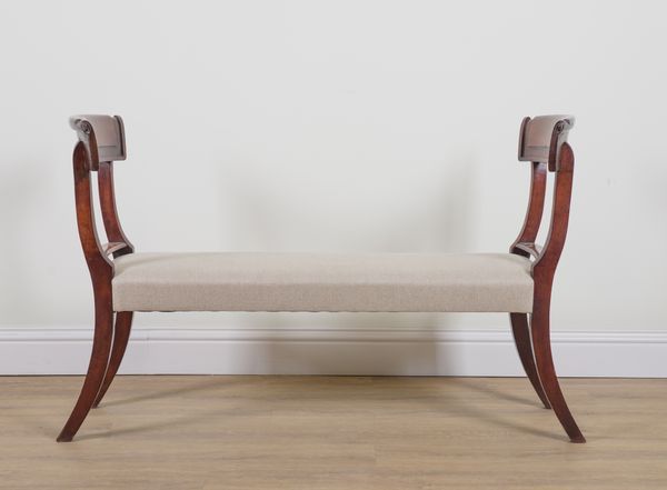 A MAHOGANY FRAMED CHAIR BACK WINDOW SEAT