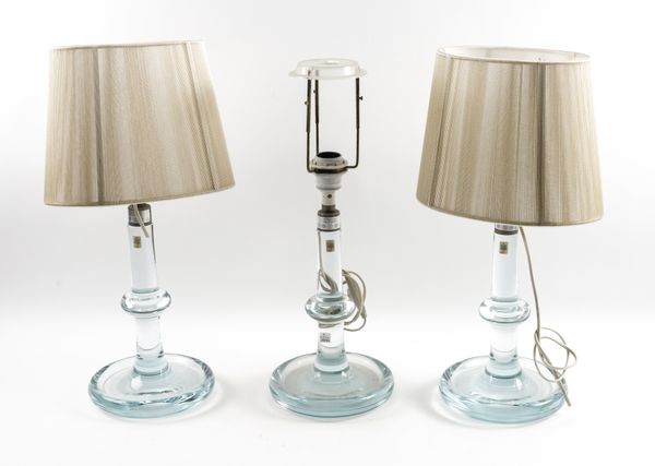 THREE DANISH HOLMEGAARD GLASS TABLE LAMPS (3)