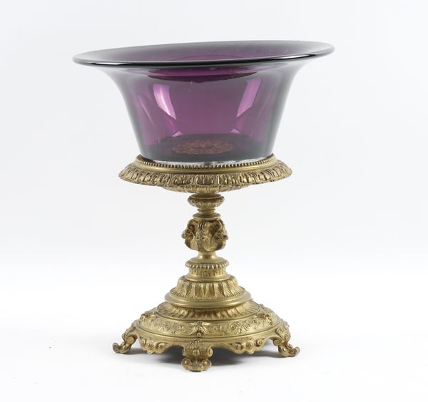 A FRENCH GILT-BRONZE MOUNTED TAZZA