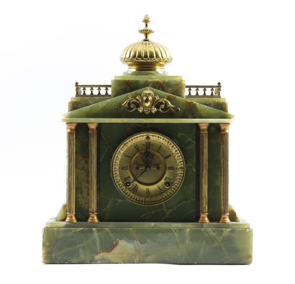 A GREEN ONYX MANTEL CLOCK