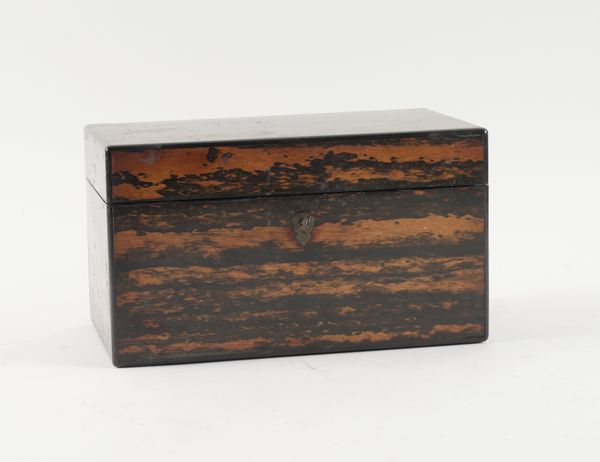 TOULMIN AND GALE; A 19TH CENTURY RECTANGULAR COROMANDEL TEA CADDY