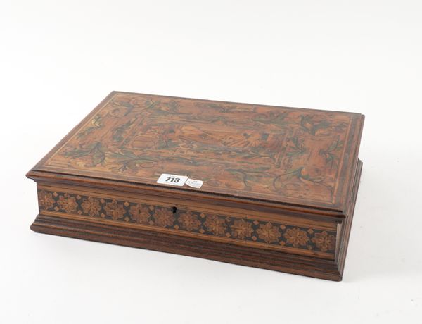 A CONTINENTAL SPECIMEN WOOD MARQUETRY INLAID BOX