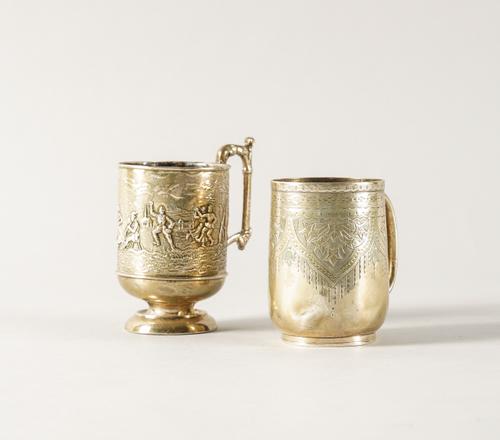 TWO SILVER CHRISTENING MUGS (2)