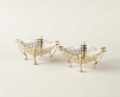 A PAIR OF SILVER BONBON DISHES