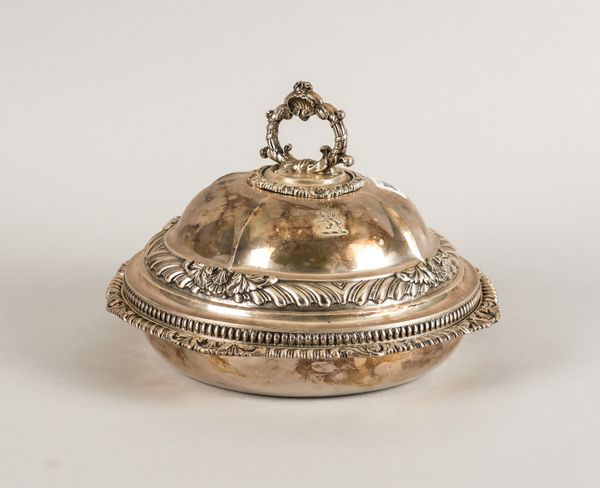 A GEORGE III SILVER ENTREE DISH AND COVER