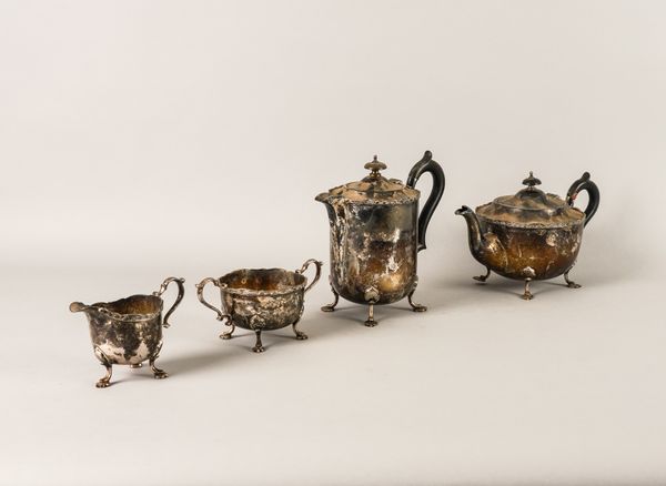 A SILVER FOUR PIECE TEA SET