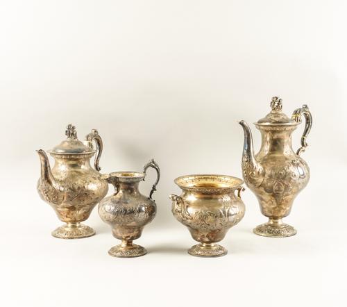 A VICTORIAN SILVER FOUR PIECE TEA AND COFFEE SET
