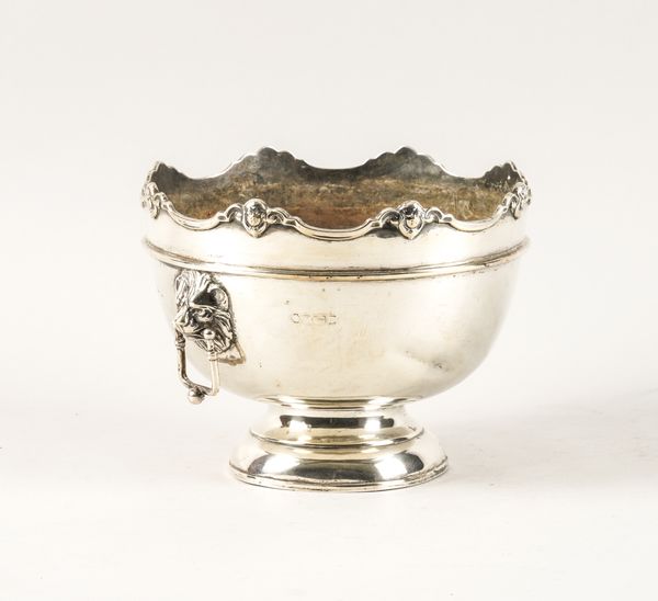 A SILVER TWIN HANDLED MONTEITH STYLE BOWL