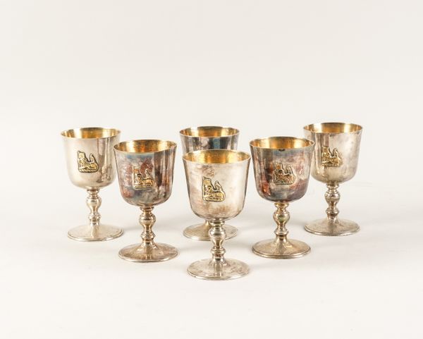 A SET OF SIX SILVER GOBLETS (6)