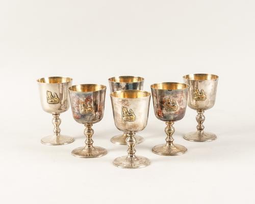A SET OF SIX SILVER GOBLETS (6)