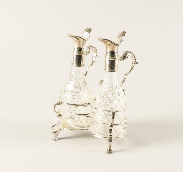 A SILVER CRUET STAND