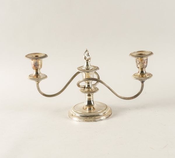 A SILVER THREE LIGHT TABLE CANDELABRA