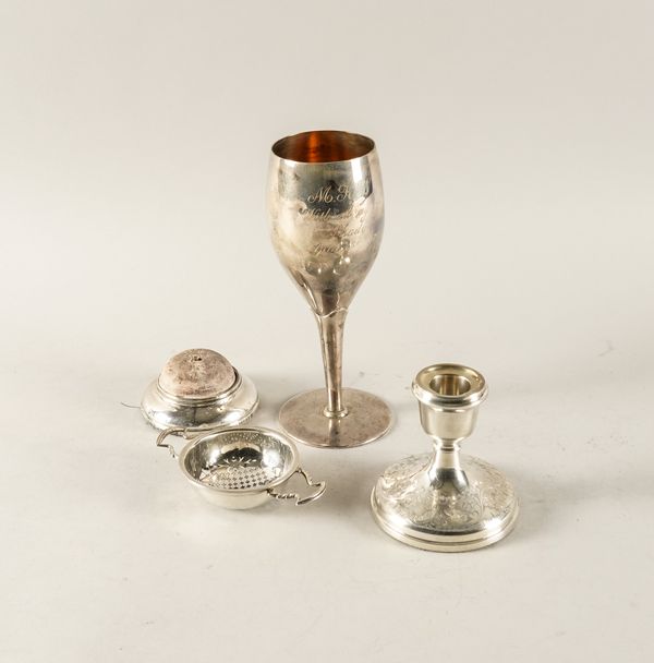 A SILVER GOBLET AND THREE FURTHER ITEMS (4)