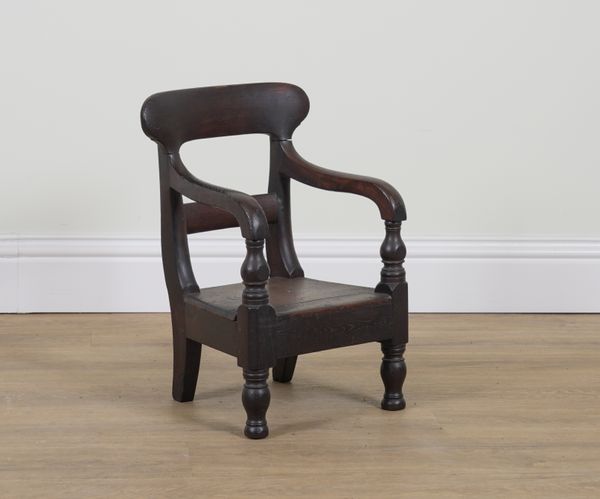 A 19TH CENTURY ASH AND ELM CHILDS CHAIR