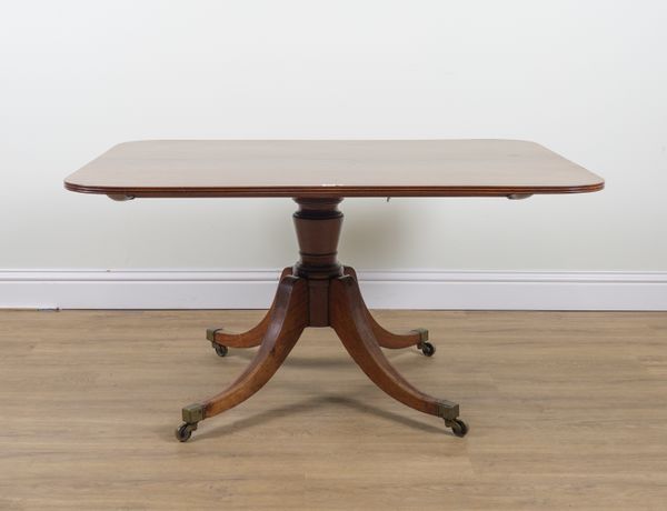 A GEORGE III MAHOGANY RECTANGULAR SNAP TOP BREAKFAST TABLE