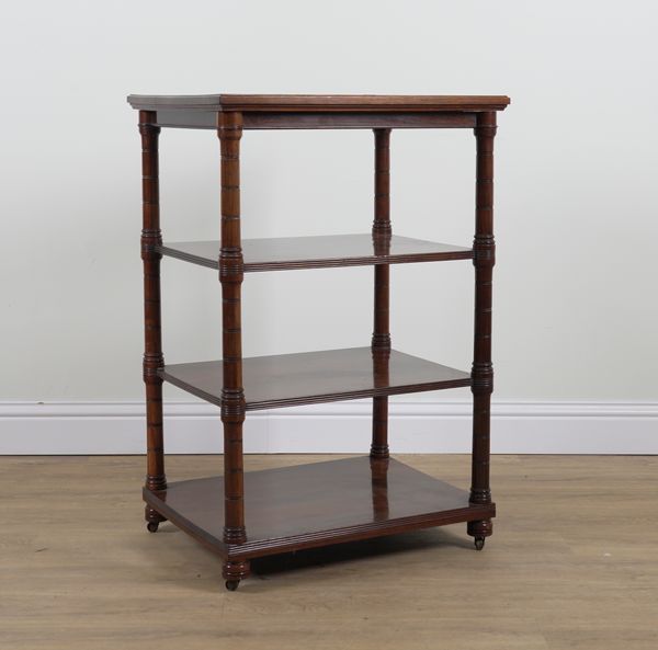 A 19TH CENTURY ROSEWOOD FOUR TIER WHATNOT