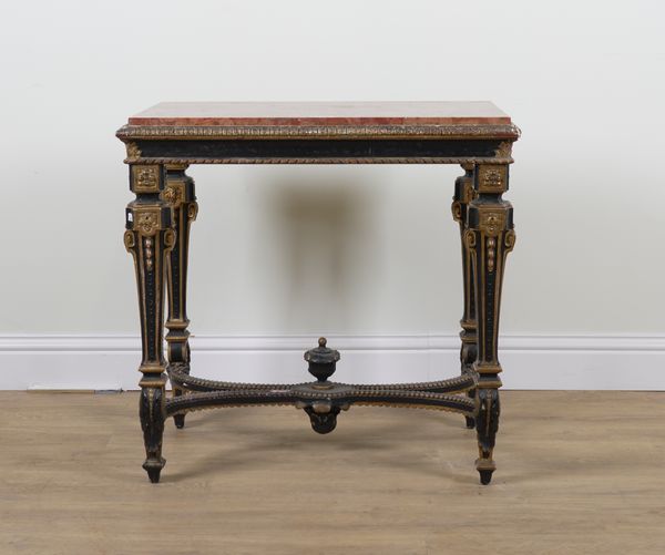 A LOUIS XVI MARBLE TOPPED CENTRE TABLE