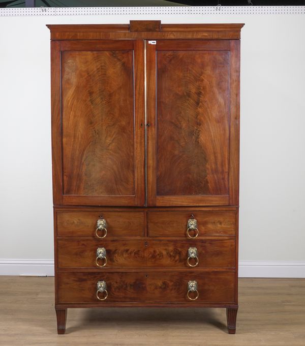 A REGENCY MAHOGANY LINEN PRESS