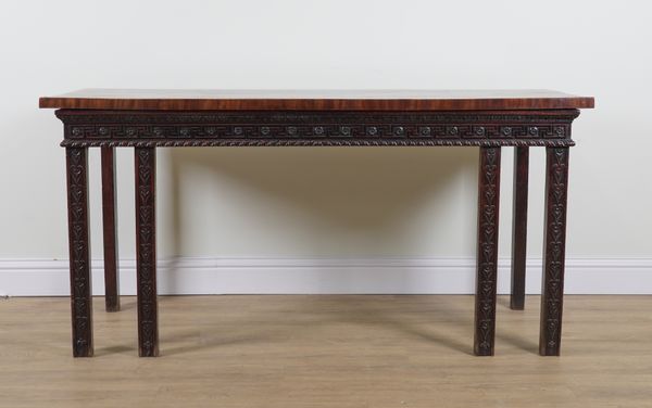 A GEORGE III RECTANGULAR MAHOGANY SERVING TABLE