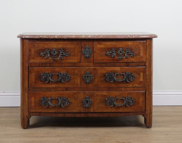 AN 18TH CENTURY FRENCH MARBLE TOP COMMODE