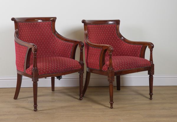 A PAIR OF CHARLES X STYLE MAHOGANY ARMCHAIRS (2)