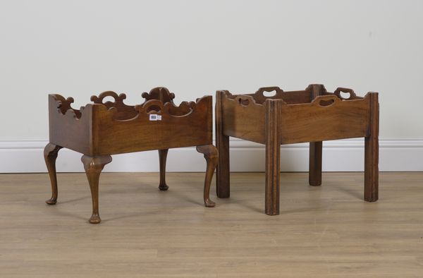 AN 18TH CENTURY STYLE MAHOGANY GALLERIED LOW SIDE TABLE (2)