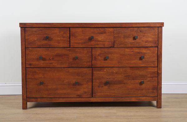 A MODERN HARDWOOD SEVEN DRAWER CHEST