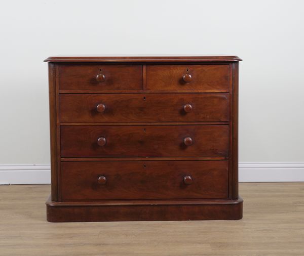 A VICTORIAN MAHOGANY FIVE DRAWER CHEST