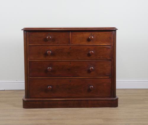 A VICTORIAN MAHOGANY FIVE DRAWER CHEST