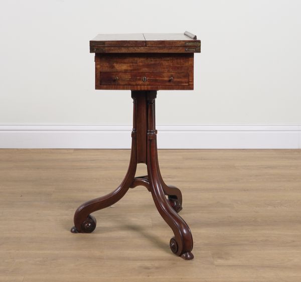 A WILLIAM IV MAHOGANY TILT TOP FOLDOVER WRITING TABLE