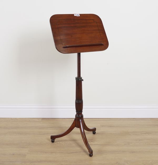 A REGENCY MAHOGANY TILT TOP ADJUSTABLE MUSIC STAND