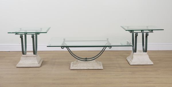 A MODERN ITALIAN GLASS TOPPED COFFEE TABLE (3)