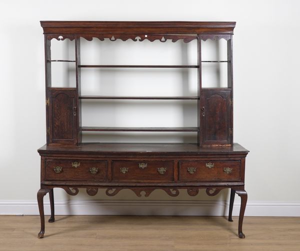 A MID-18TH CENTURY OAK THREE DRAWER DRESSER