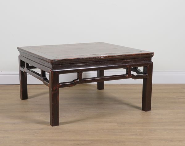 A LATE 19TH CENTURY CHINESE EXPORT HARDWOOD SQUARE OCCASIONAL TABLE