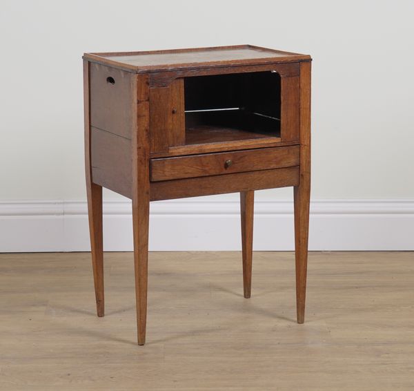 A 19TH CENTURY CONTINENTAL OAK TAMBOUR FRONTED SIDE CUPBOARD