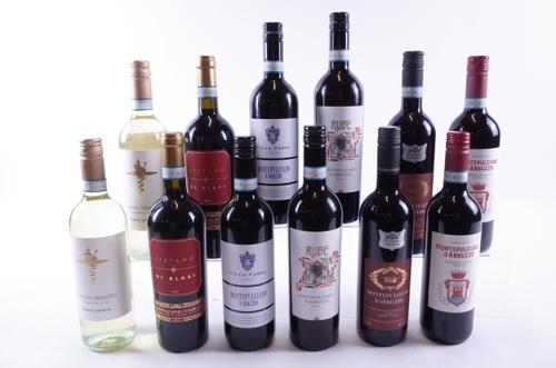 10 BOTTLES ITALIAN RED AND 2 WHITE WINE