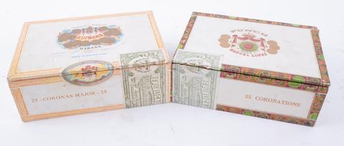 PUNCH CIGAR BOX CONTAINING 3 METAL TUBED PUNCH CORONAS CIGARS AND A ROYAL CORONATION CIGAR