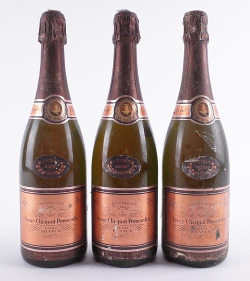 THREE BOTTLES VEUVE CLICQUOT, ROSÉ, VINTAGE 1979