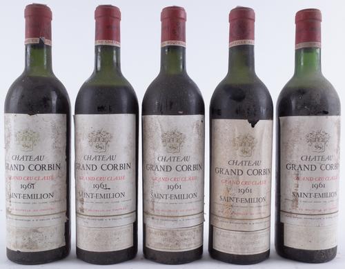 FIVE BOTTLES CHÂTEAU GRAND CORBIN, GRAND CRU, ST.EMILION  1961