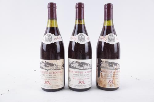 THREE BOTTLES CÔTES-DU-RHÔNE CHARTREUSE DE BONPAS (J+E CASALIS) 1989