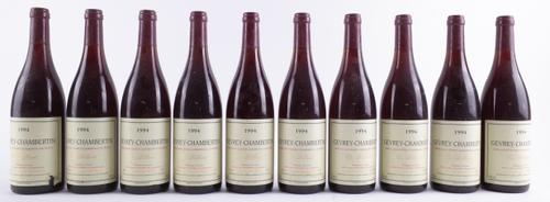 TEN BOTTLES GEVREY-CHAMBERTIN, EN BILLARD, DOMAINE ALAIN BURGUET 1994