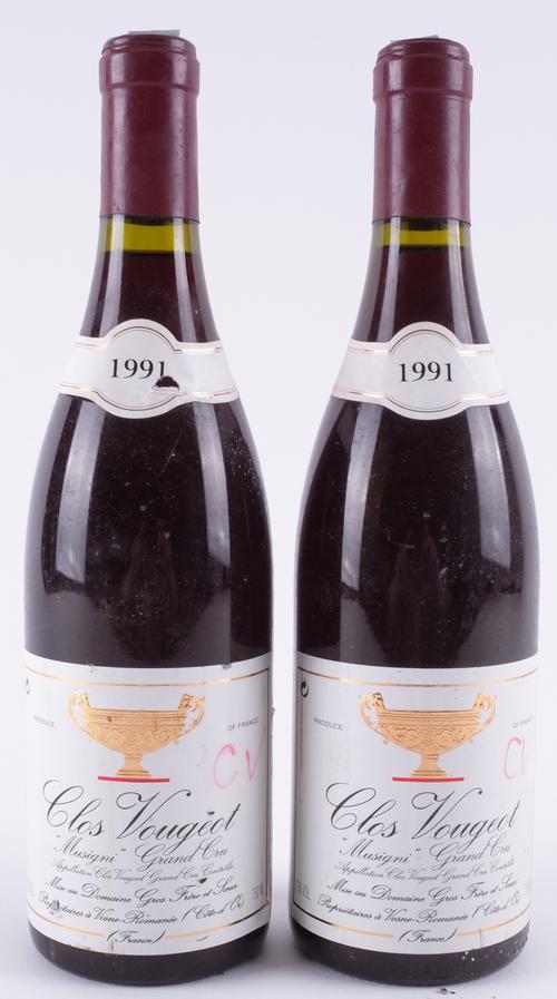 TWO BOTTLES CLOS VOUGEOT "MUSIGNI", GRAND CRU, DOMAINE GROS FRÈRE ET SOEUR 1991
