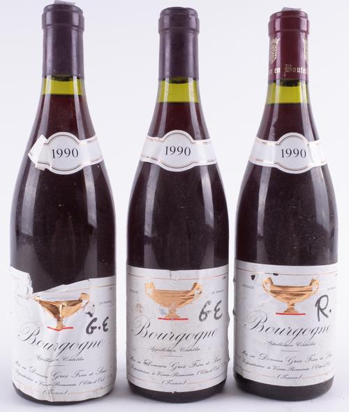 THREE BOTTLES BOURGOGNE ROUGE, DOMAINE GROS FRÈRE ET SOEUR 1990