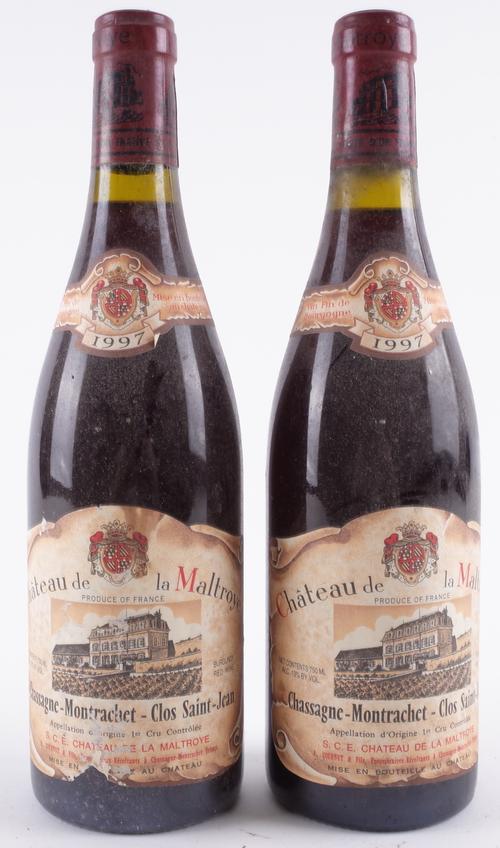 TWO BOTTLES CHASSAGNE-MONTRACHET ROUGE, CLOS SAINT-JEAN, CHÂTEAU DE LA MALTROYE 1997