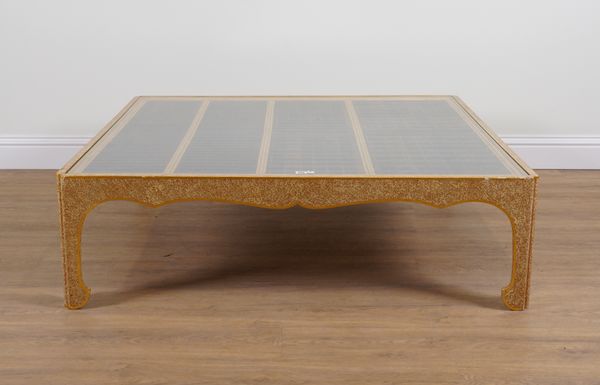 MALLETT; A CHINOISERIE DECORATED COFFEE TABLE