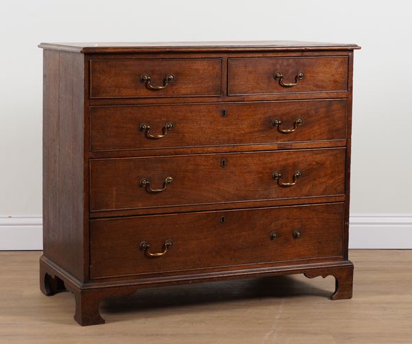 AN 18TH CENTURY OAK FIVE DRAWER CHEST