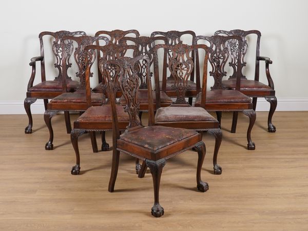 A SET OF TWELVE VICTORIAN AND LATER MAHOGANY DINING CHAIRS (12)