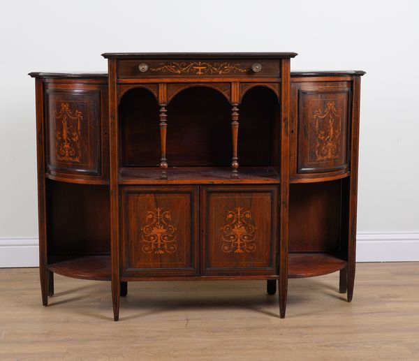 AN EDWARDIAN INLAID WALNUT SIDE CABINET