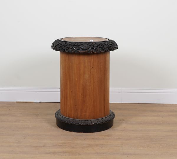 A FRUITWOOD CARVED CIRCULAR JARDINIERE STAND